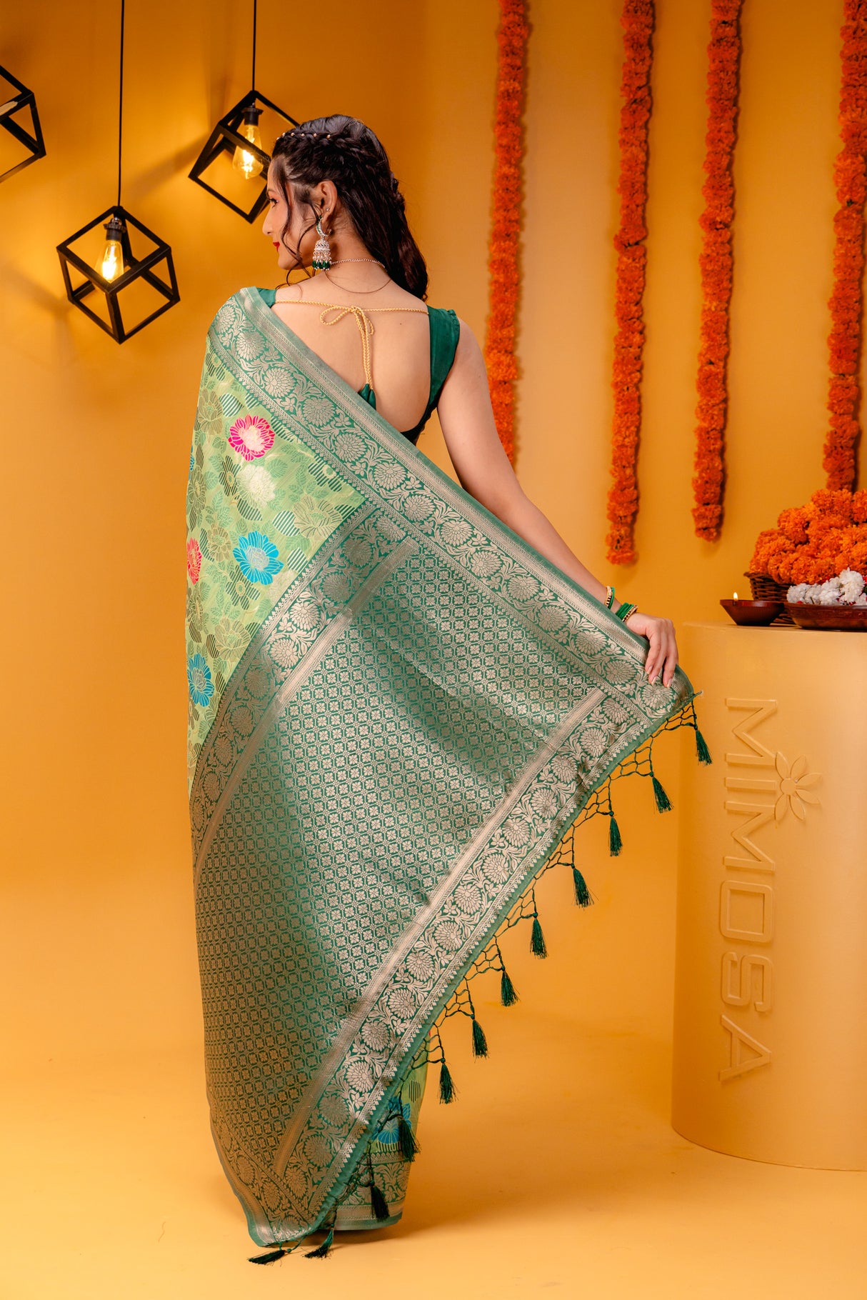 Mimosa Women's Woven Design Banarasi Style Art Silk Saree With Blouse Piece : SA00001601PSFREE