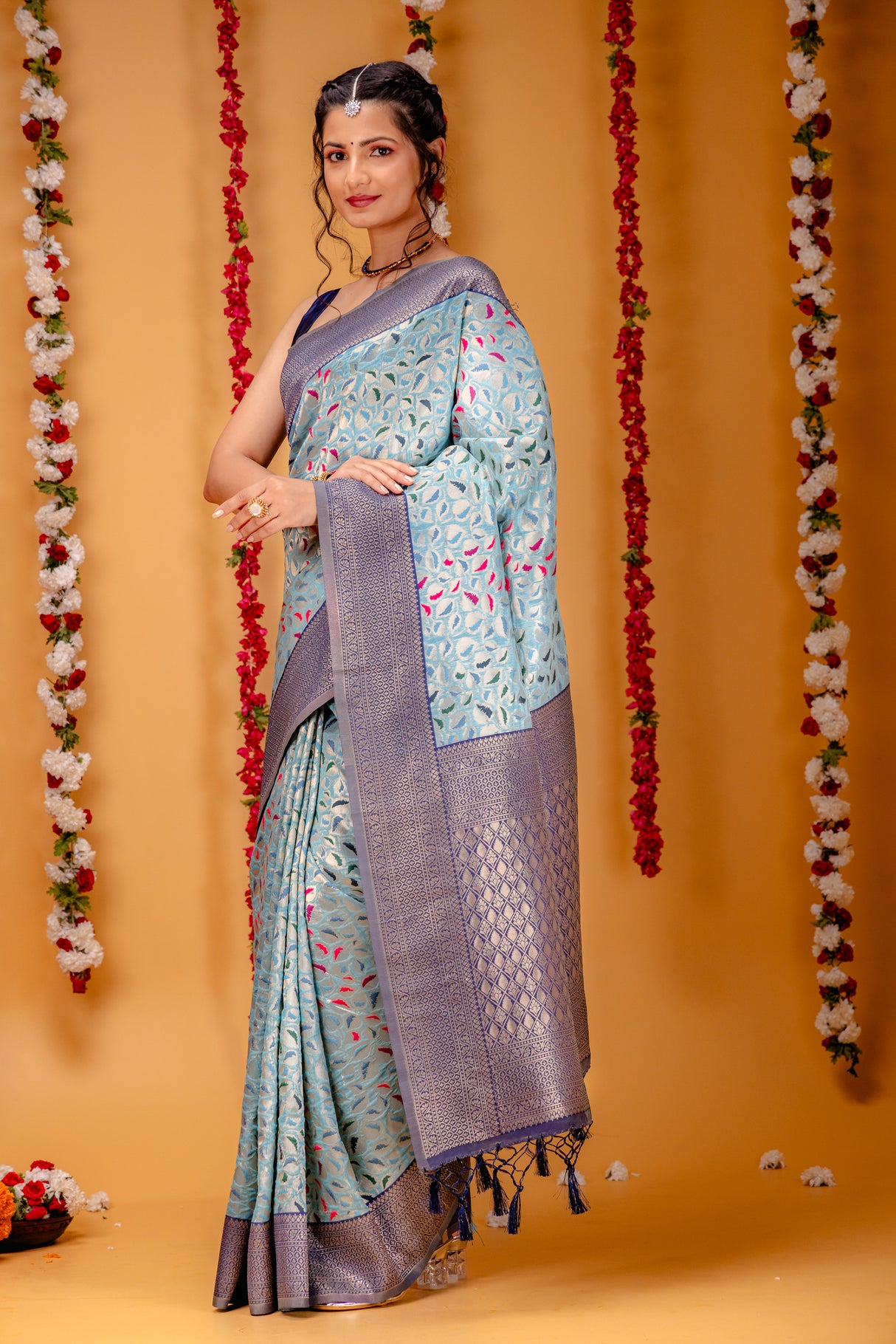 Mimosa Women's Woven Design Kanjivaram Style Art Silk Saree With Blouse Piece : SA00001596SFFREE