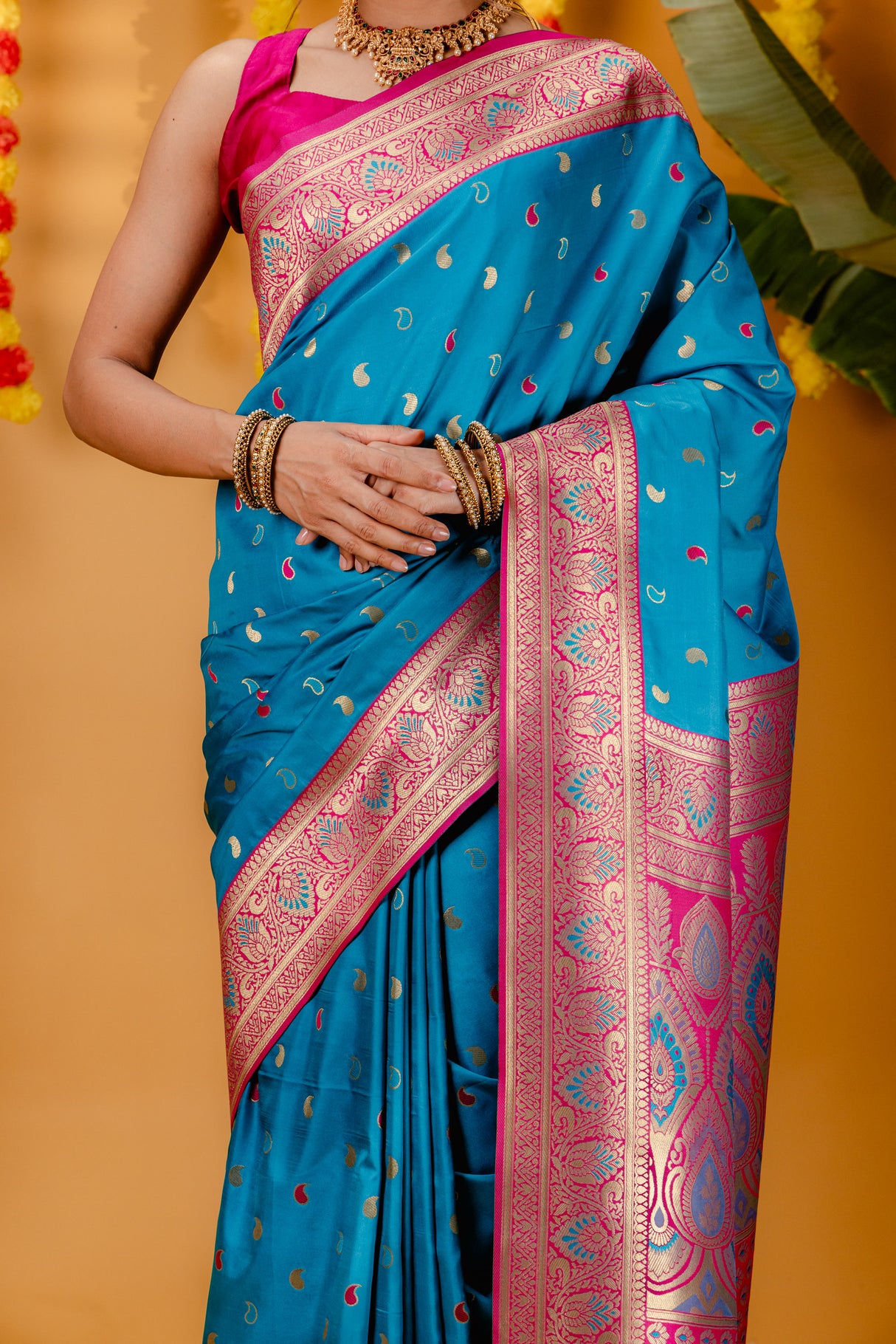 Mimosa Women's Woven Design Kanjivaram Style Art Silk Saree With Blouse Piece : SA00001788SFFREE