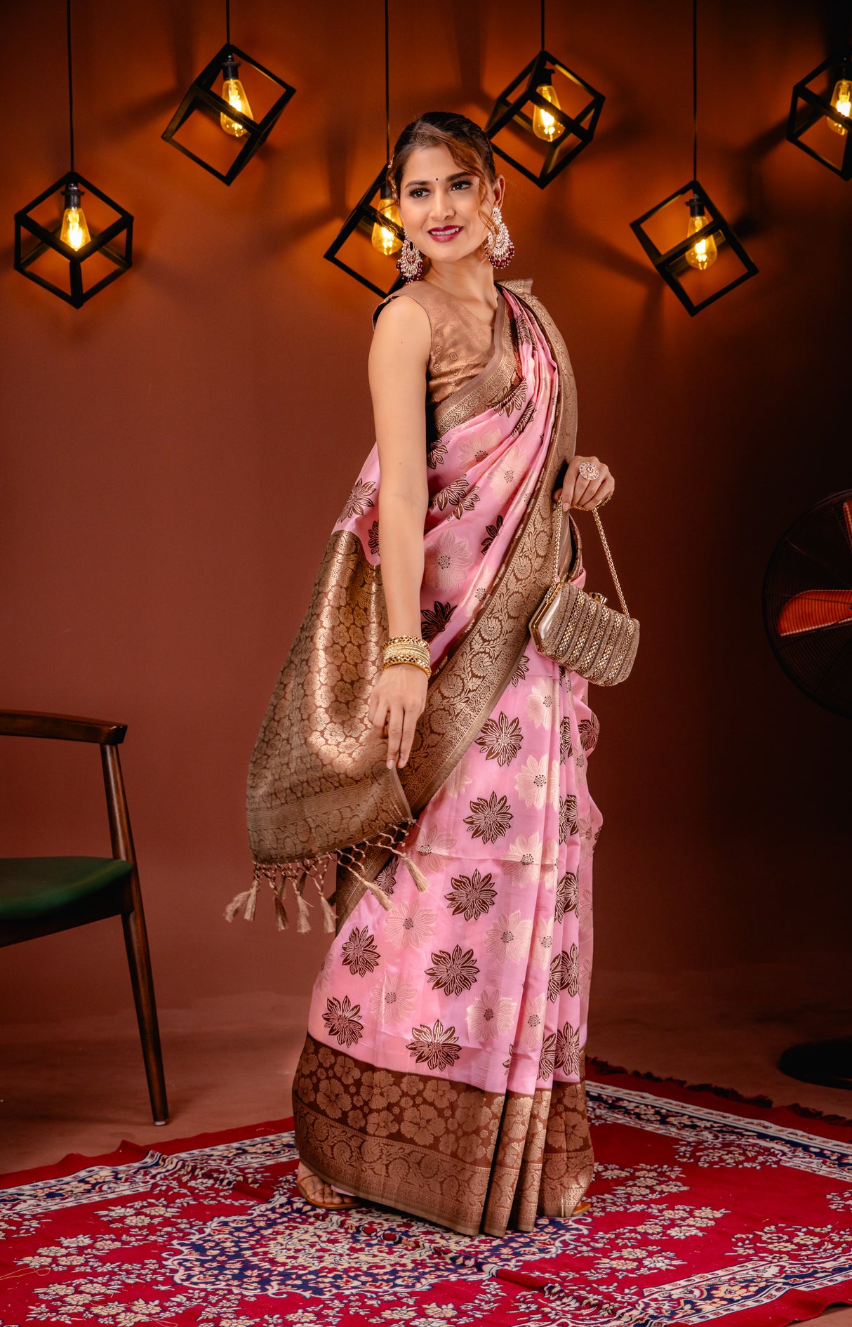 Mimosa Women's Woven Design Banarasi Style Art Silk Saree With Blouse Piece : SA00001590PNKFREE