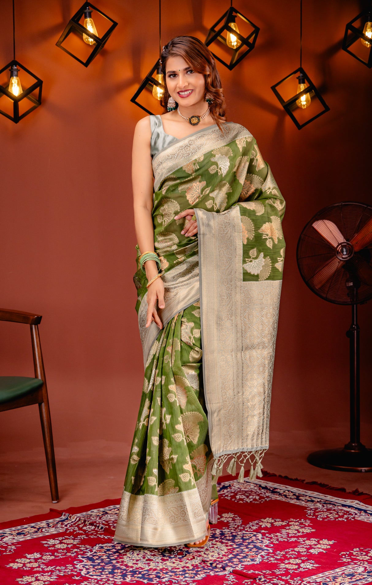 Mimosa Women's Woven Design Kanjivaram Style Art Silk Saree With Blouse Piece : SA00001735OLFREE