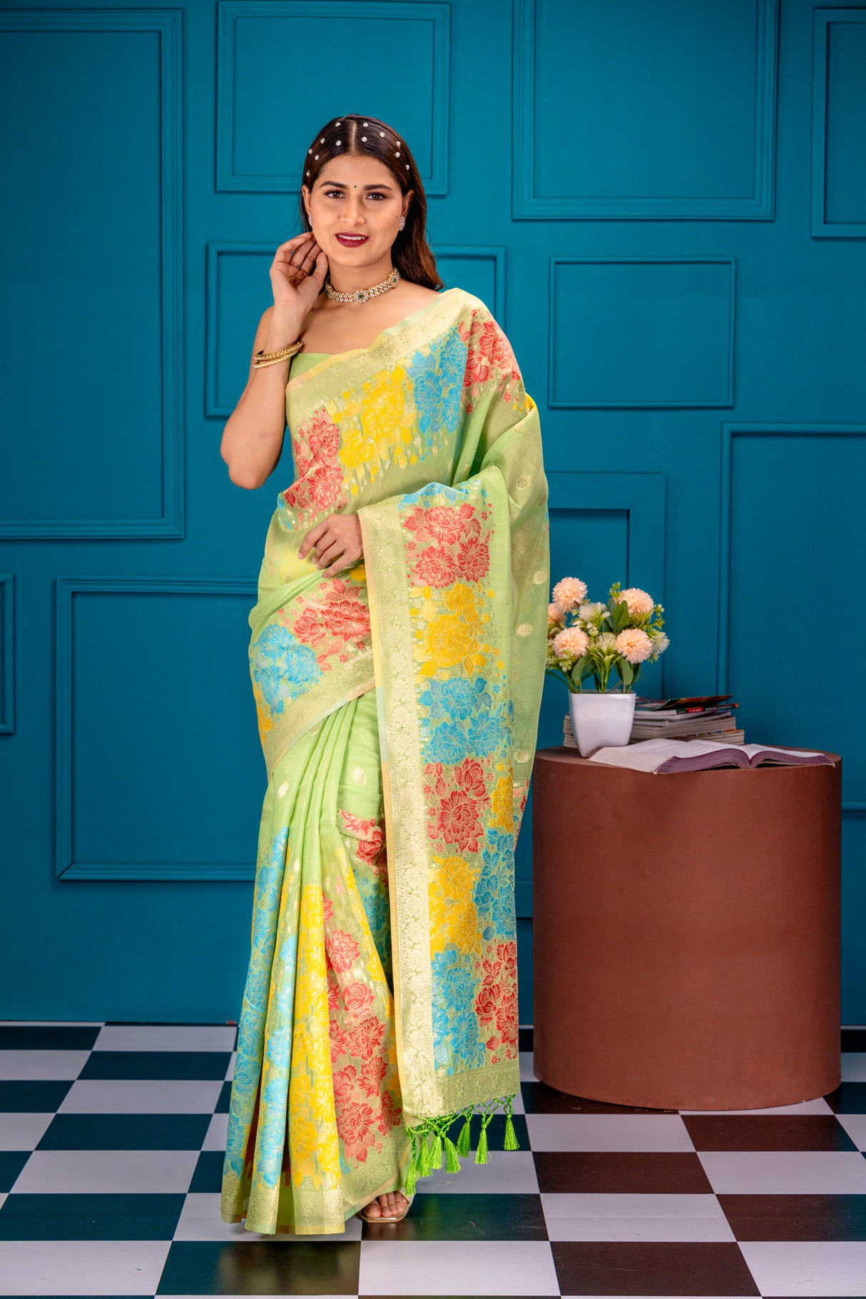 Mimosa Women's Woven Design Banarasi Style Art Silk Saree With Blouse Piece : SA00001730PSFREE