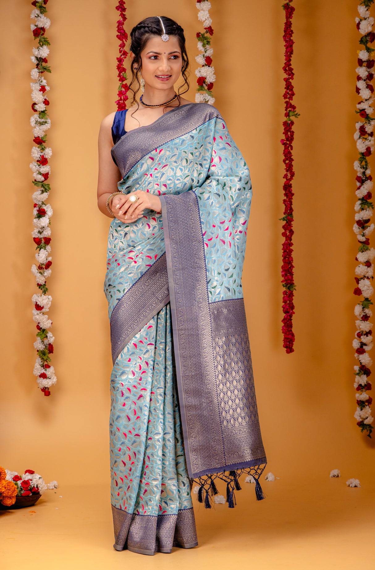 Mimosa Women's Woven Design Kanjivaram Style Art Silk Saree With Blouse Piece : SA00001596SFFREE