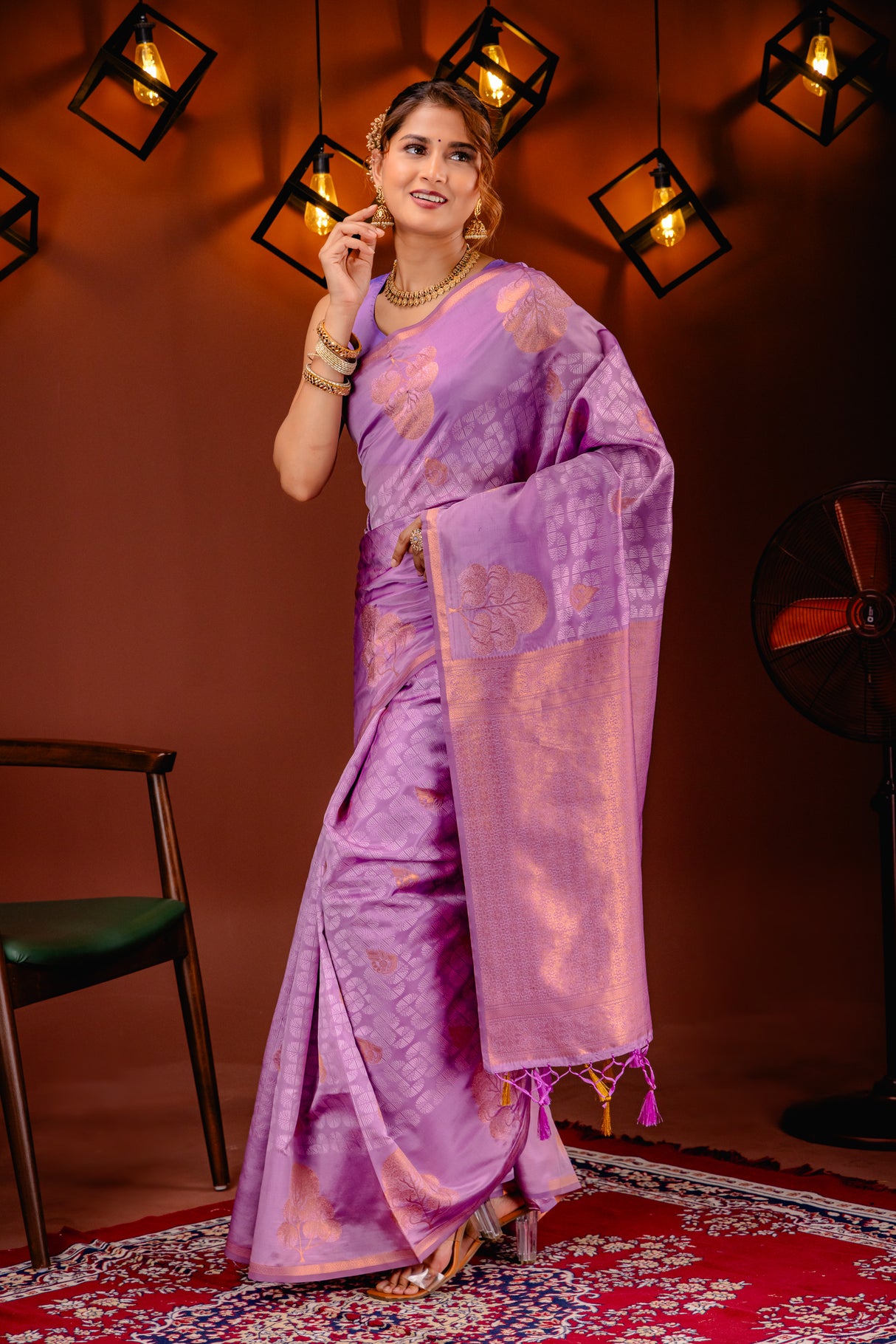 Mimosa Women's Woven Design Kanjivaram Style Art Silk Saree With Blouse Piece : SA00001762PNKFREE