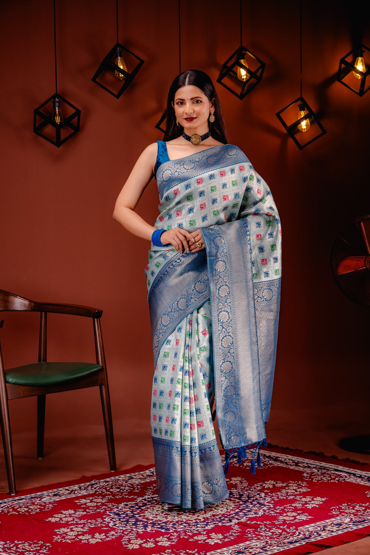 Mimosa Women's Woven Design Kanjivaram Style Art Silk Saree With Blouse Piece : SA00001655SFFREE