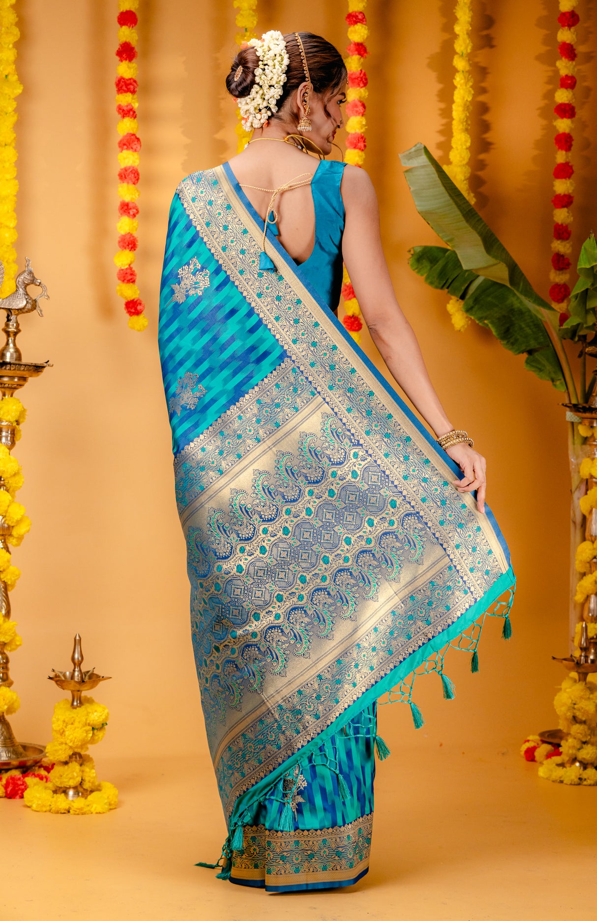 Mimosa Women's Woven Design Kanjivaram Style Art Silk Saree With Blouse Piece : SA00001647RMFREE