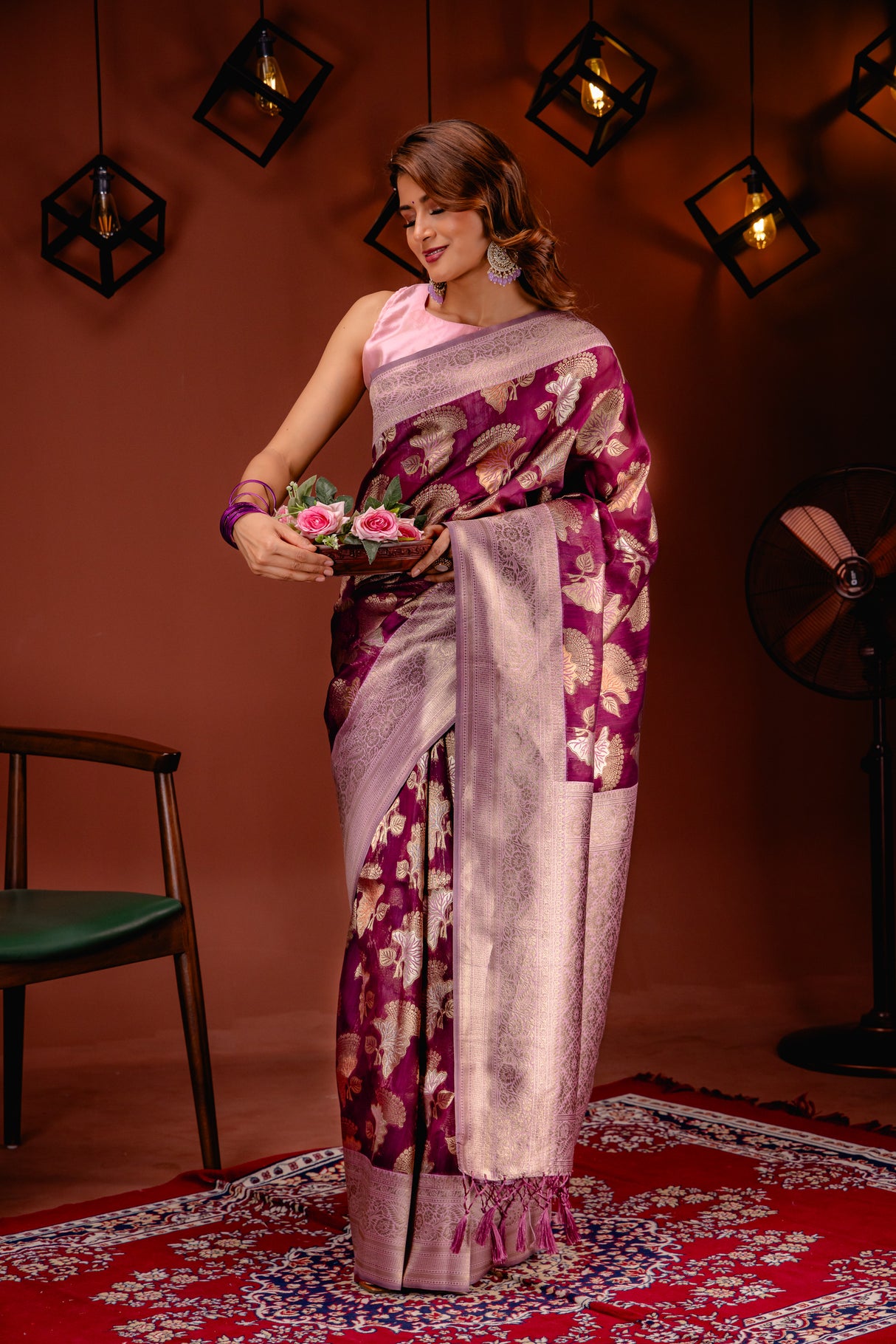 Mimosa Women's Woven Design Kanjivaram Style Art Silk Saree With Blouse Piece : SA00001735WNFREE