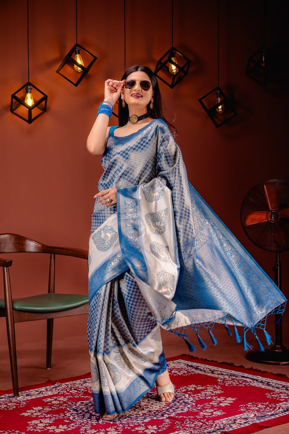 Mimosa Women's Woven Design Kanjivaram Style Art Silk Saree With Blouse Piece : SA00001623ANFREE