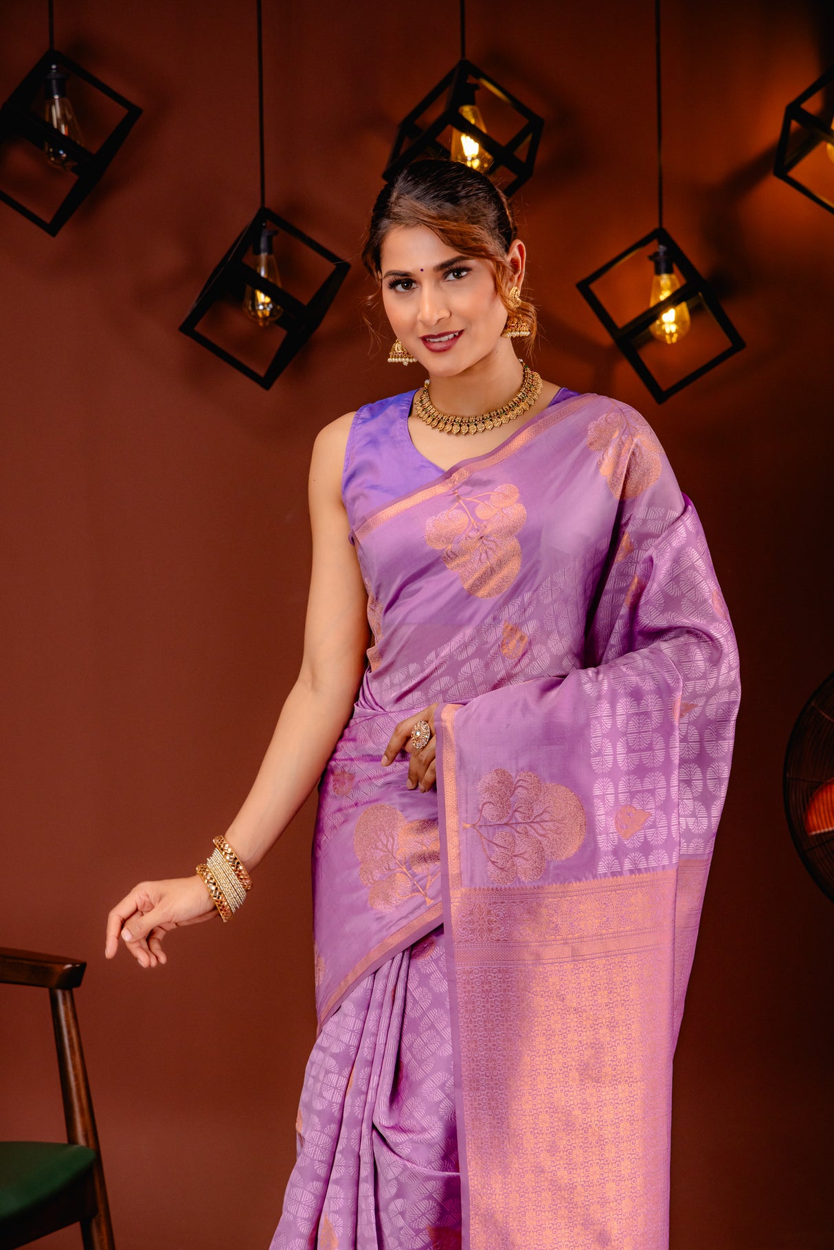 Mimosa Women's Woven Design Kanjivaram Style Art Silk Saree With Blouse Piece : SA00001762PNKFREE