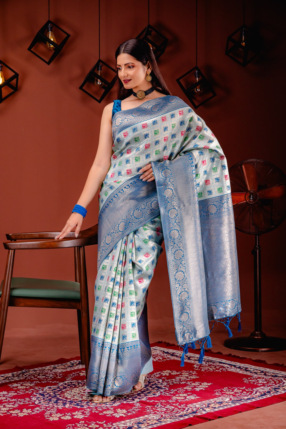 Mimosa Women's Woven Design Kanjivaram Style Art Silk Saree With Blouse Piece : SA00001655SFFREE