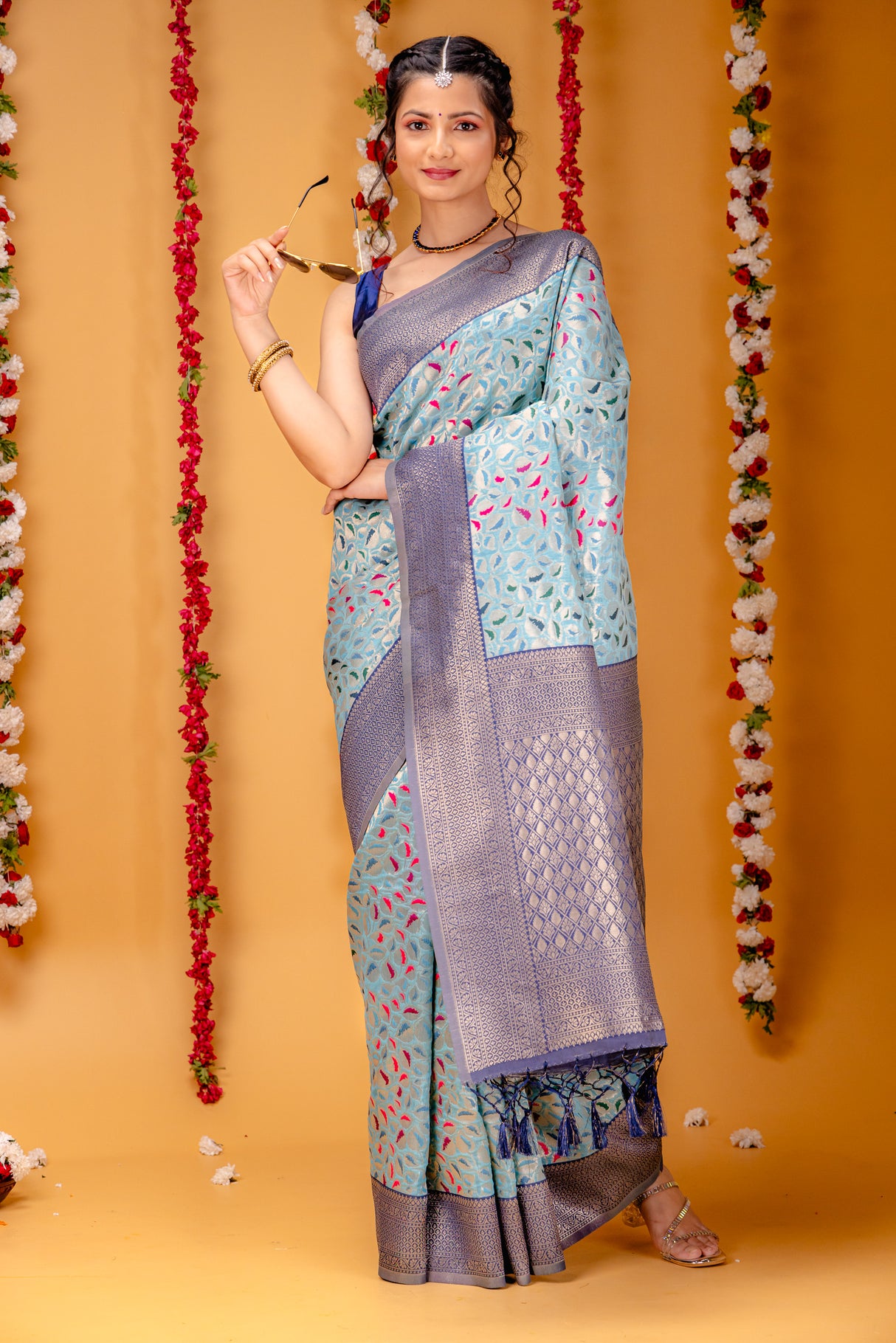 Mimosa Women's Woven Design Kanjivaram Style Art Silk Saree With Blouse Piece : SA00001596SFFREE