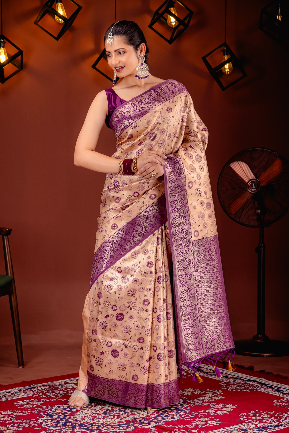 Mimosa Women's Woven Design Kanjivaram Style Art Silk Saree With Blouse Piece : SA00001591PCFREE