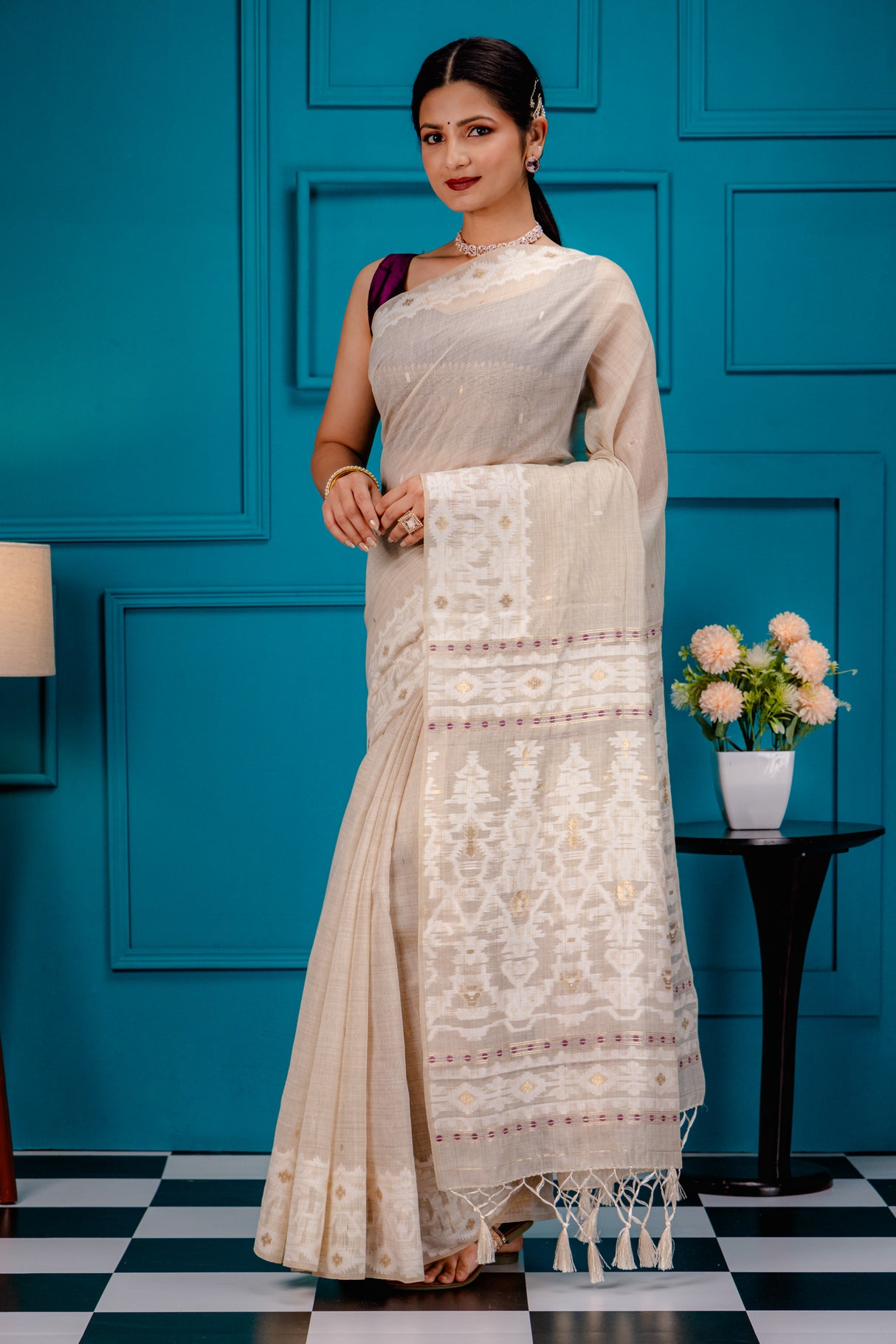 Mimosa Women's Woven Design Kanjivaram Style Art Silk Saree With Blouse Piece : SA00001734WNFREE