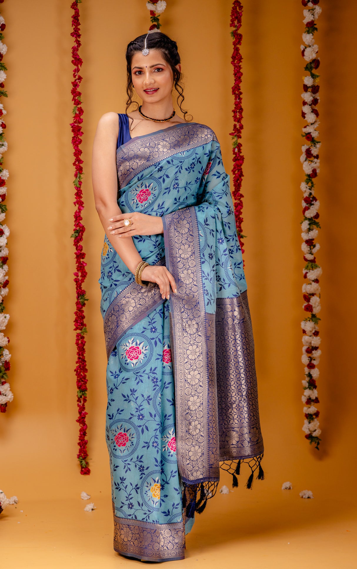 Mimosa Women's Woven Design Kanjivaram Style Art Silk Saree With Blouse Piece : SA00001599SFFREE