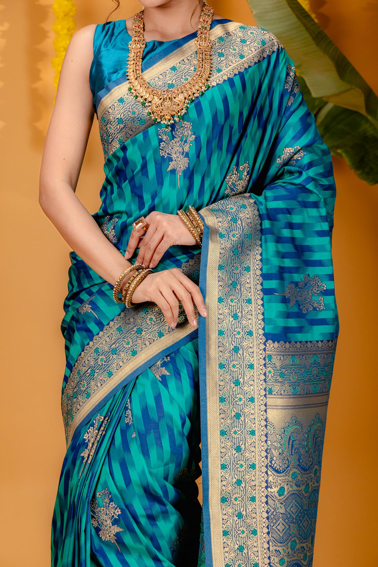 Mimosa Women's Woven Design Kanjivaram Style Art Silk Saree With Blouse Piece : SA00001647RMFREE