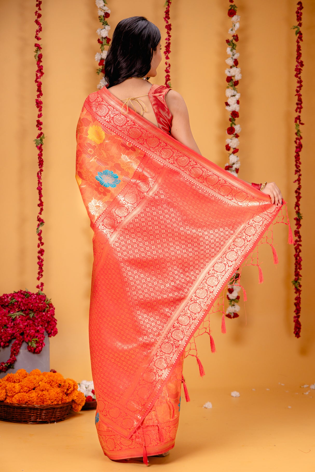 Mimosa Women's Woven Design Banarasi Style Art Silk Saree With Blouse Piece : SA00001601PCFREE