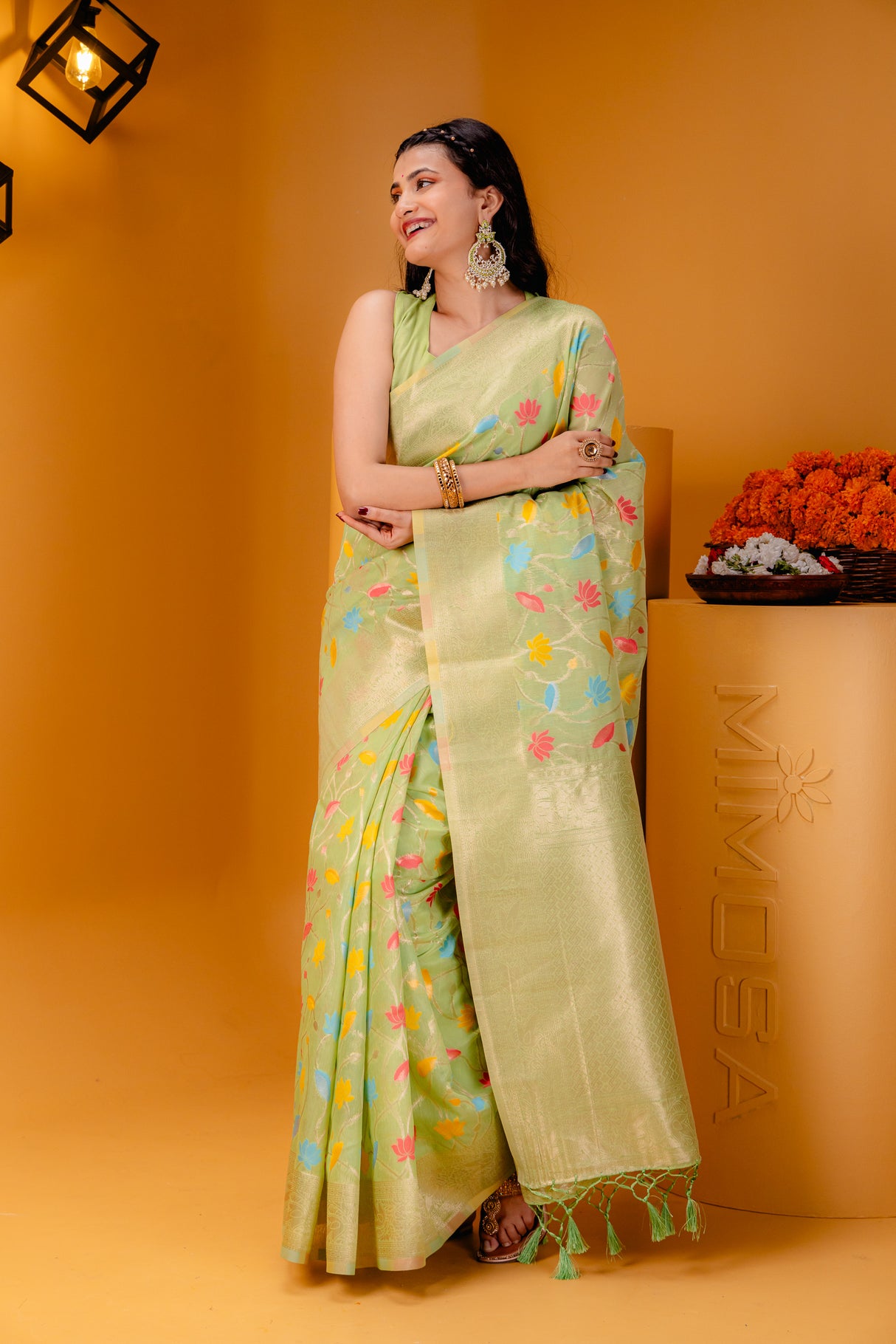 Mimosa Women's Woven Design Banarasi Style Art Silk Saree With Blouse Piece : SA00001602PSFREE