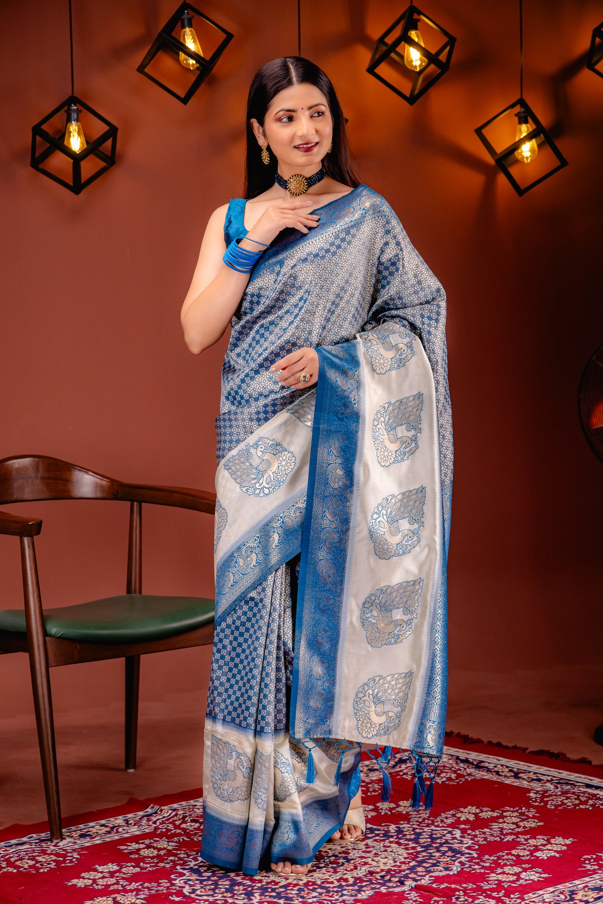 Mimosa Women's Woven Design Kanjivaram Style Art Silk Saree With Blouse Piece : SA00001623ANFREE