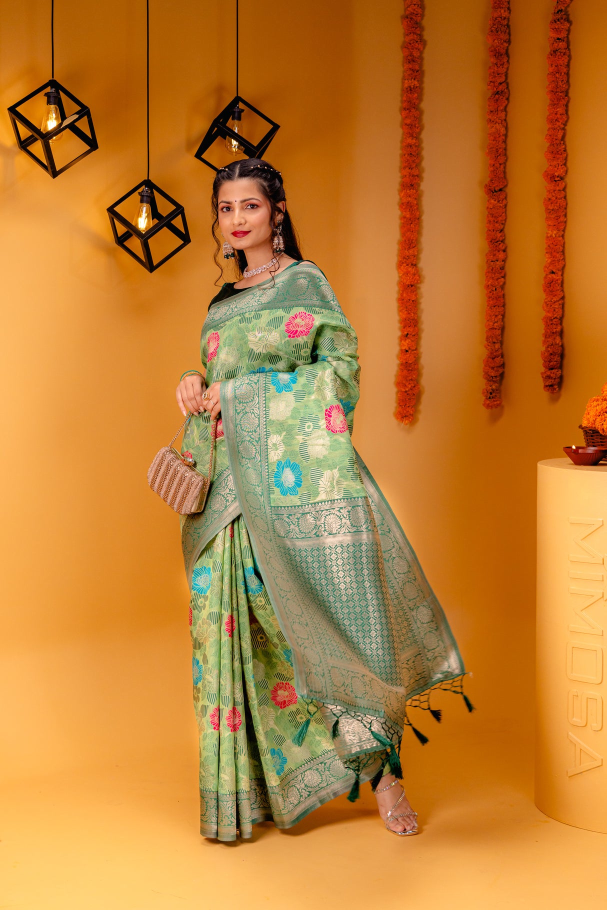 Mimosa Women's Woven Design Banarasi Style Art Silk Saree With Blouse Piece : SA00001601PSFREE