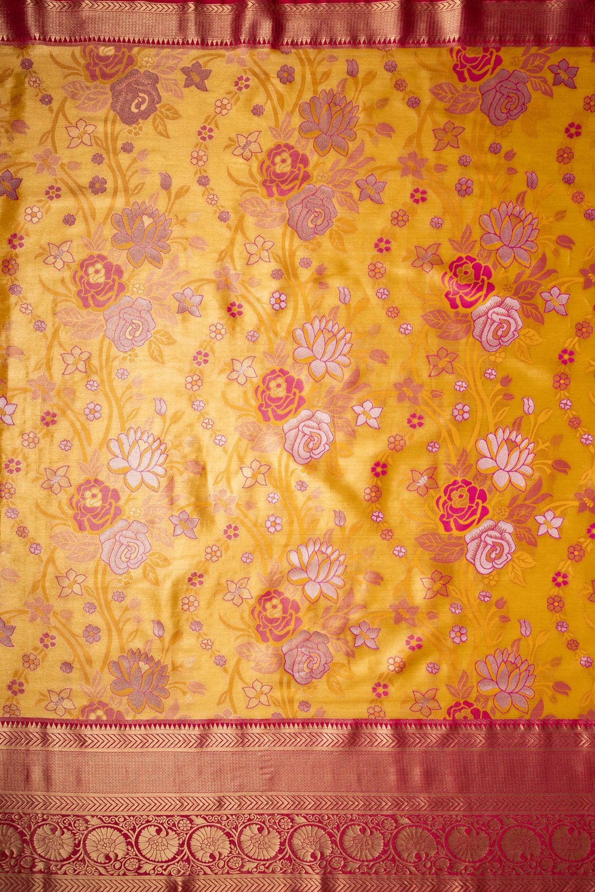 Mimosa Women's Woven Design Kanjivaram Style Art Silk Saree With Blouse Piece : SA00001820GDFREE