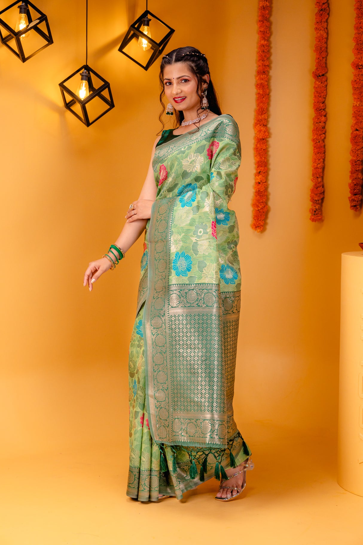 Mimosa Women's Woven Design Banarasi Style Art Silk Saree With Blouse Piece : SA00001601PSFREE