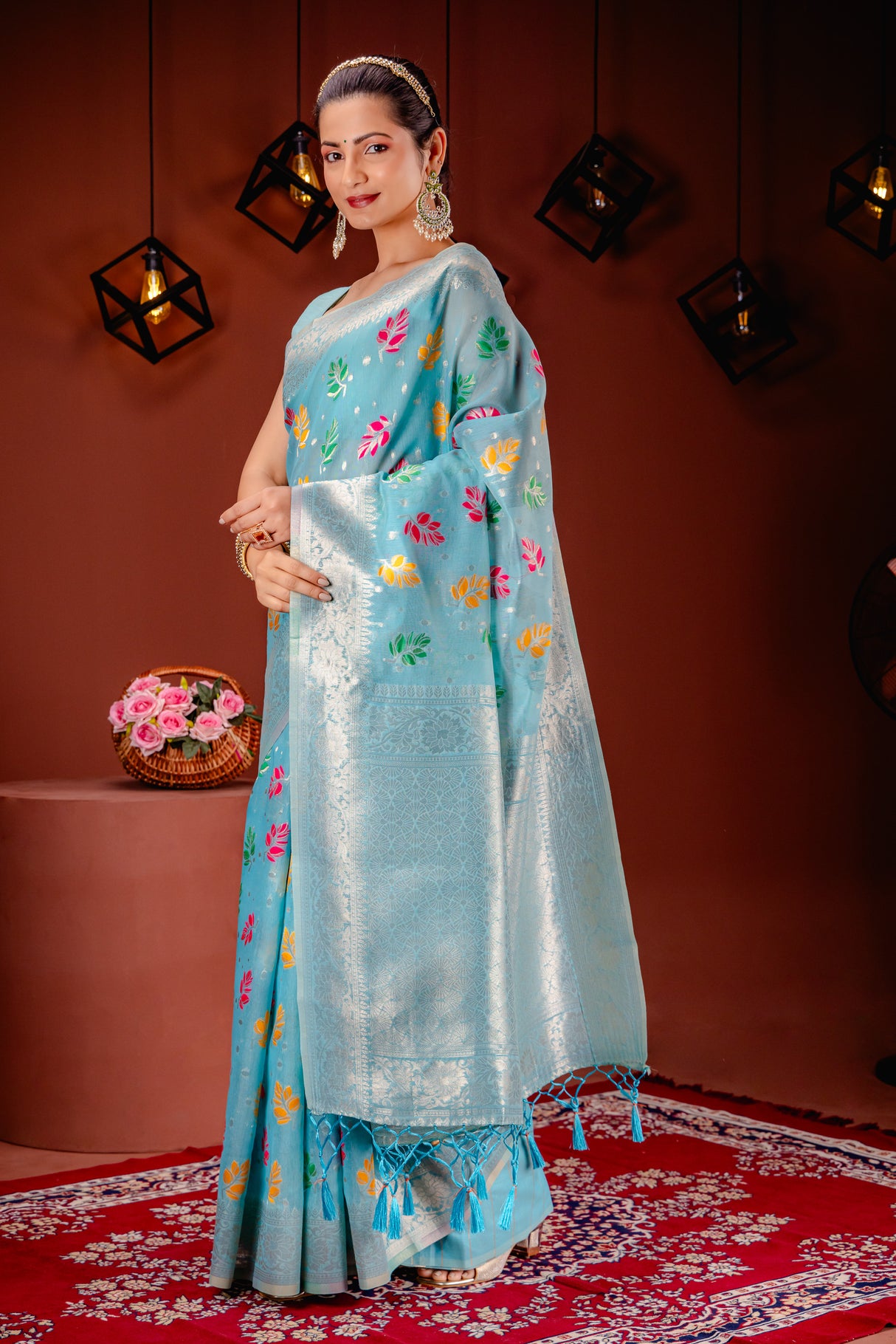 Mimosa Women's Woven Design Banarasi Style Art Silk Saree With Blouse Piece : SA00001603SFFREE