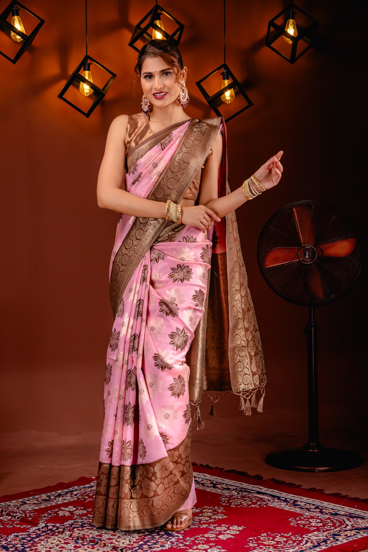 Mimosa Women's Woven Design Banarasi Style Art Silk Saree With Blouse Piece : SA00001590PNKFREE