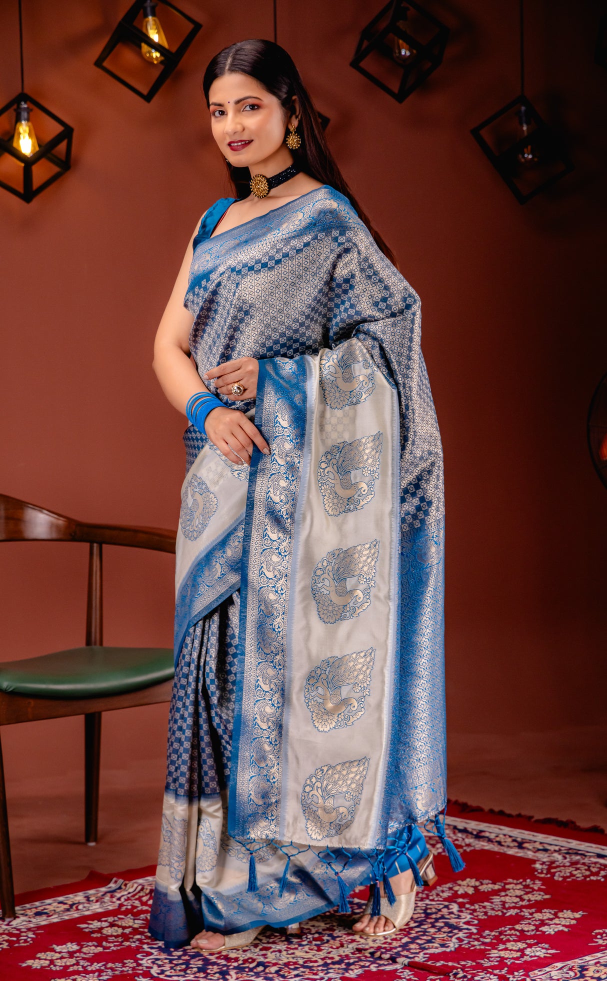 Mimosa Women's Woven Design Kanjivaram Style Art Silk Saree With Blouse Piece : SA00001623ANFREE