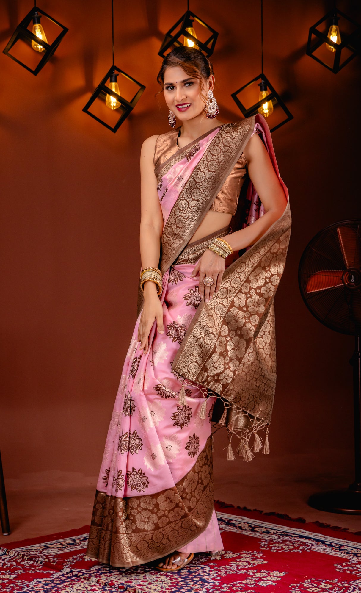 Mimosa Women's Woven Design Banarasi Style Art Silk Saree With Blouse Piece : SA00001590PNKFREE