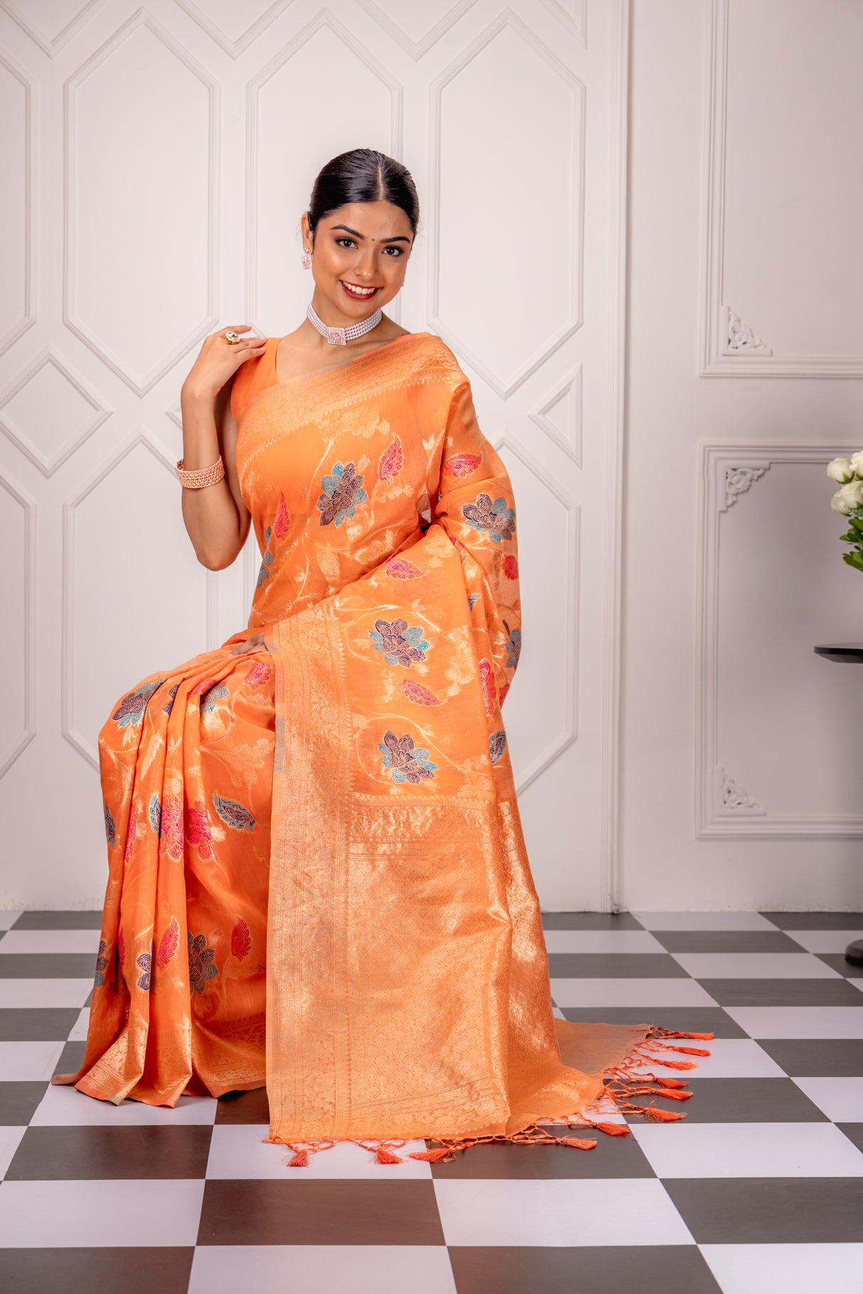 Mimosa Women's Woven Design Banarasi Style Art Silk Saree With Blouse Piece : SA00001597PCFREE