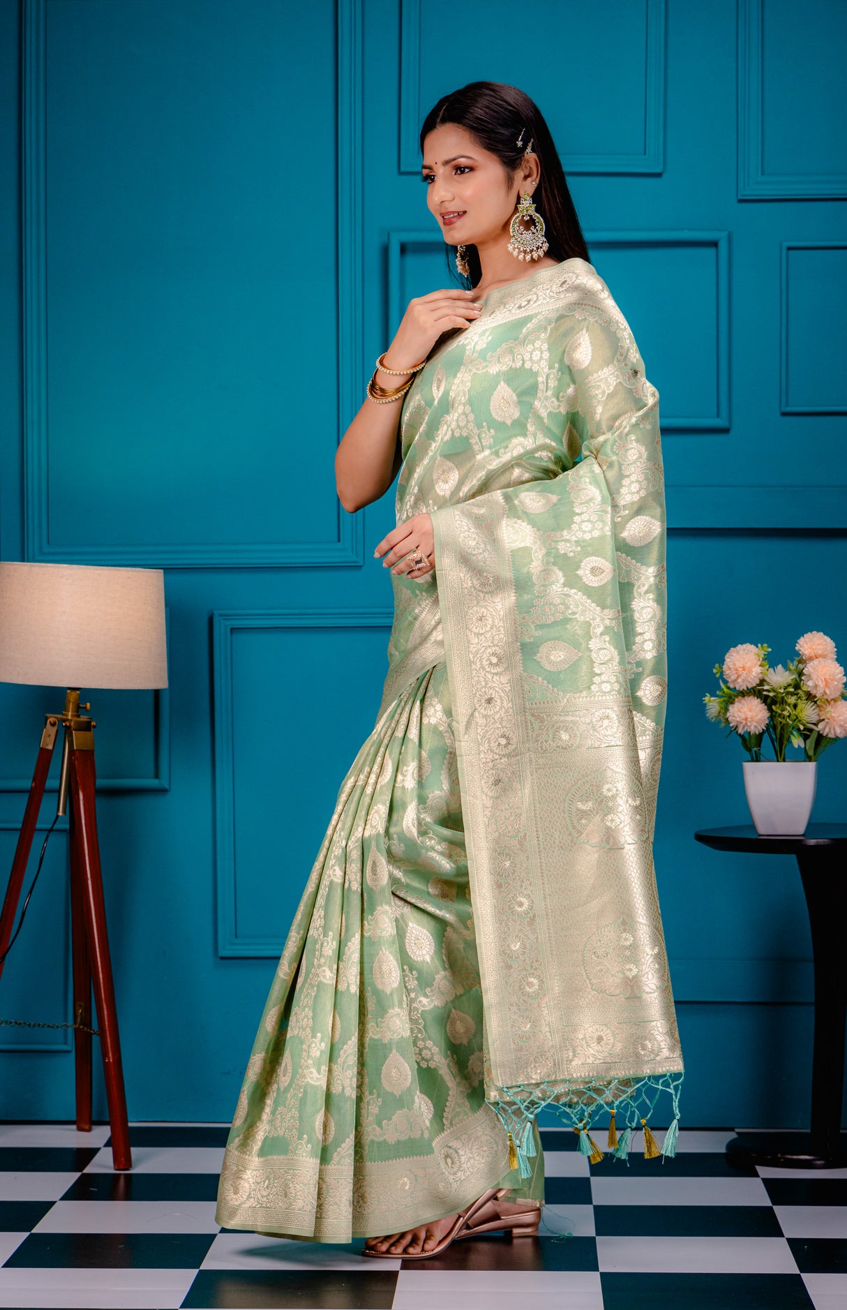 Mimosa Women's Woven Design Kanjivaram Style Art Silk Saree With Blouse Piece : SA00001594RMFREE