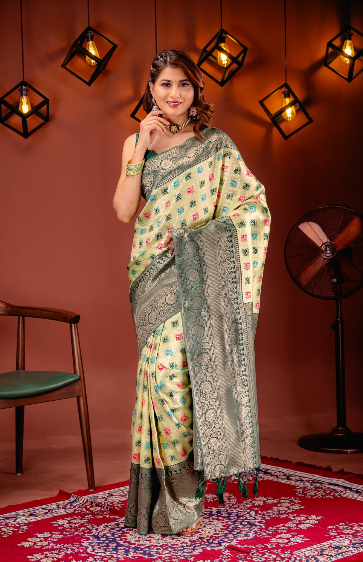 Mimosa Women's Woven Design Kanjivaram Style Art Silk Saree With Blouse Piece : SA00001655PSFREE