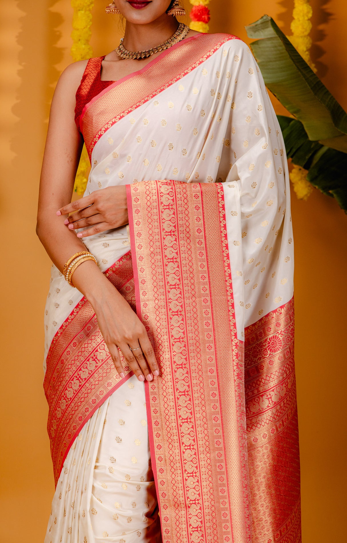 Mimosa Women's Woven Design Kanjivaram Style Art Silk Saree With Blouse Piece : SA00001731HWFREE