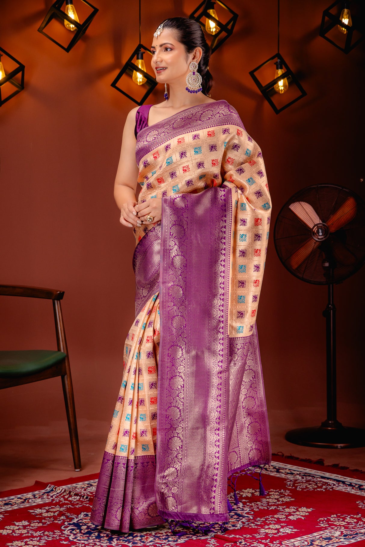 Mimosa Women's Woven Design Kanjivaram Style Art Silk Saree With Blouse Piece : SA00001655PCFREE