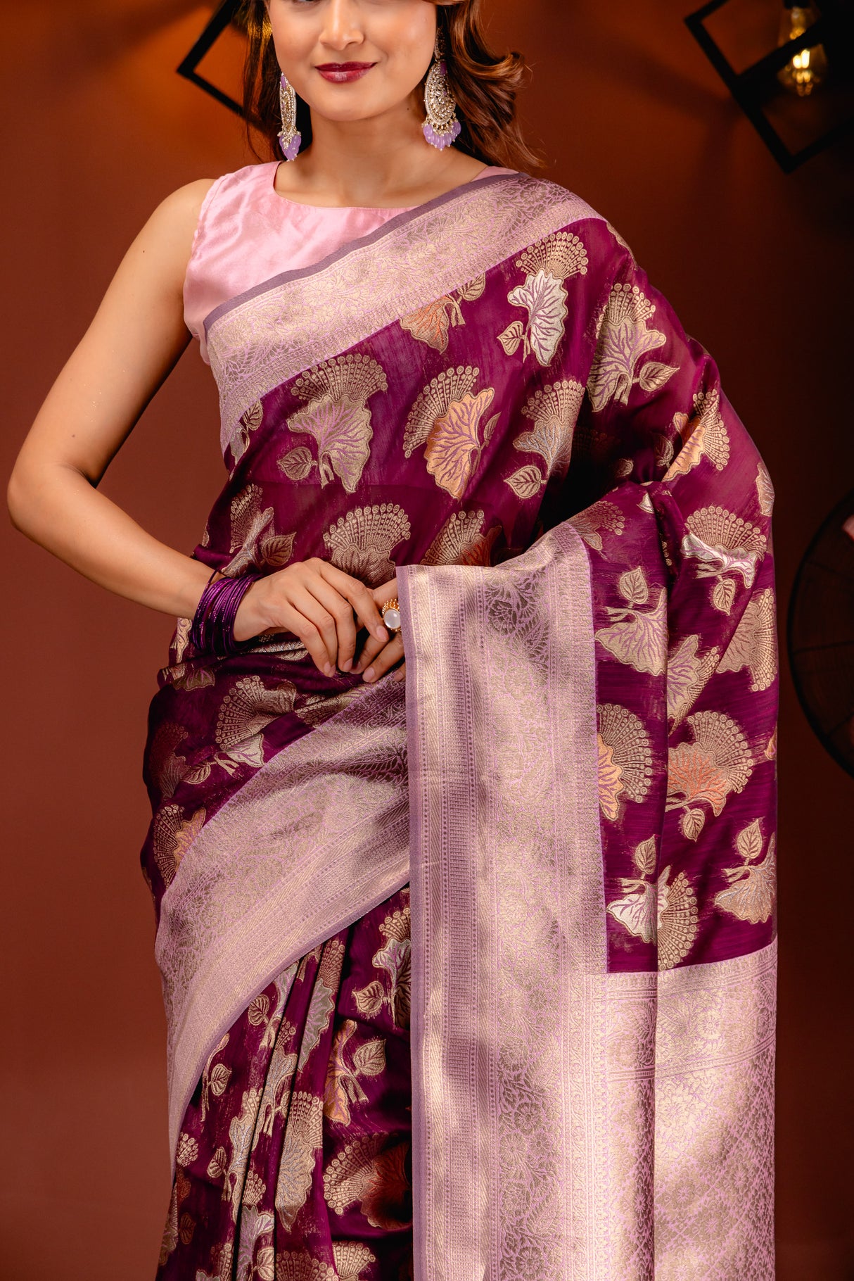 Mimosa Women's Woven Design Kanjivaram Style Art Silk Saree With Blouse Piece : SA00001735WNFREE