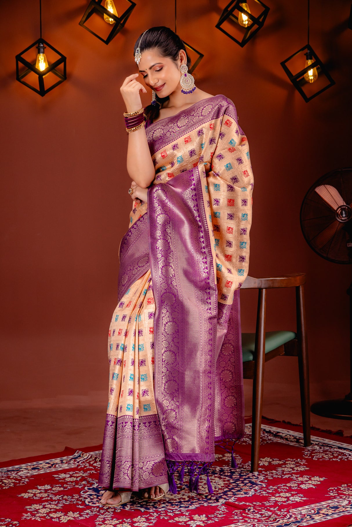 Mimosa Women's Woven Design Kanjivaram Style Art Silk Saree With Blouse Piece : SA00001655PCFREE