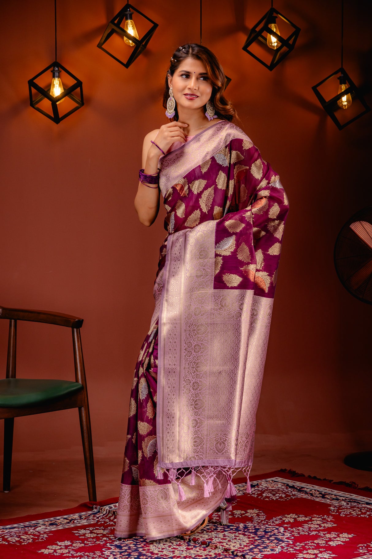 Mimosa Women's Woven Design Kanjivaram Style Art Silk Saree With Blouse Piece : SA00001742WNFREE