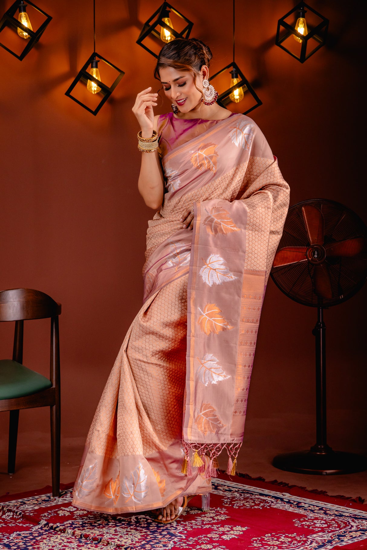 Mimosa Women's Woven Design Kanjivaram Style Art Silk Saree With Blouse Piece : SA00001760PCFREE