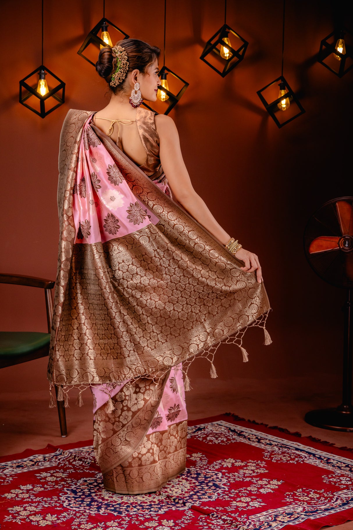 Mimosa Women's Woven Design Banarasi Style Art Silk Saree With Blouse Piece : SA00001590PNKFREE