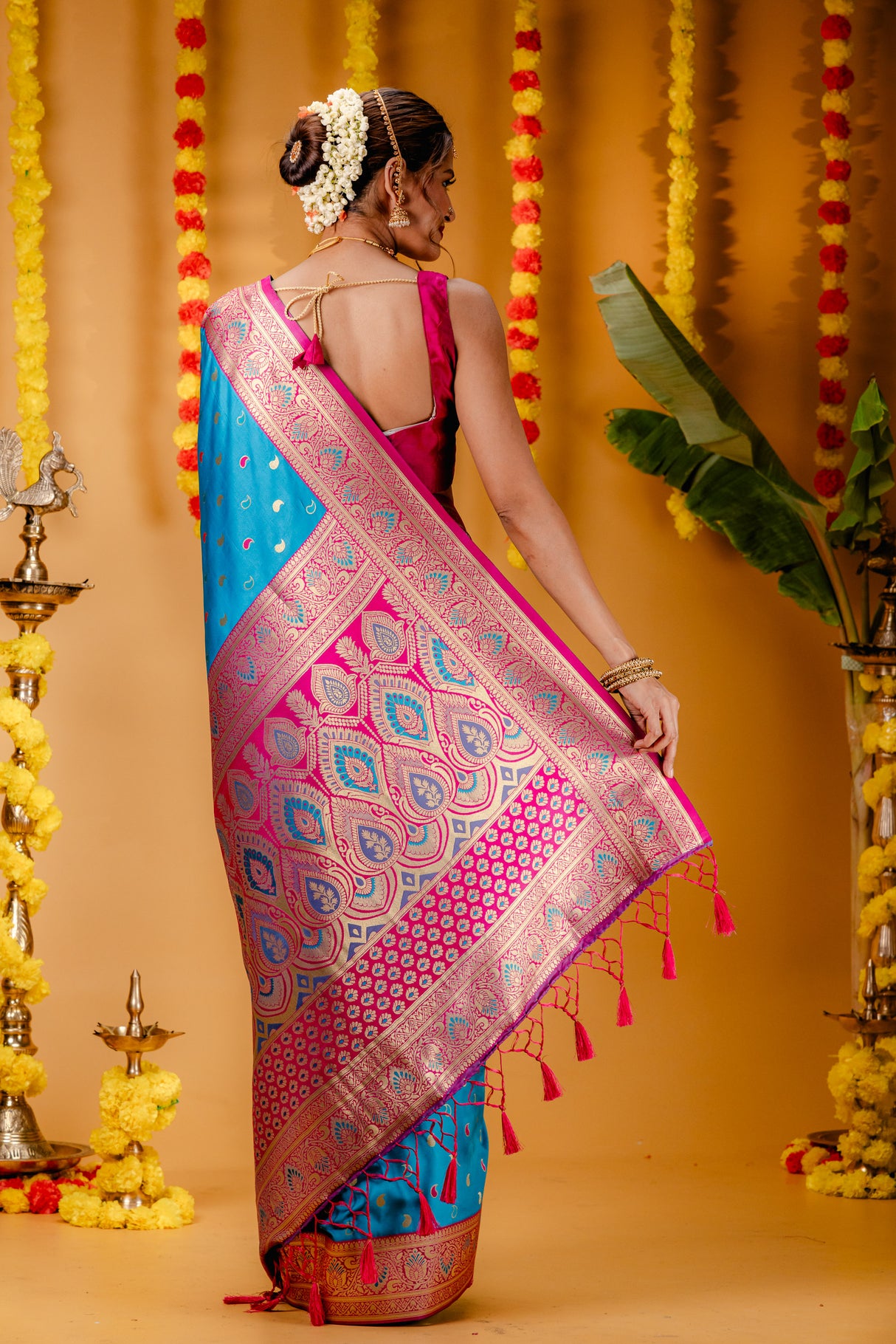 Mimosa Women's Woven Design Kanjivaram Style Art Silk Saree With Blouse Piece : SA00001788SFFREE