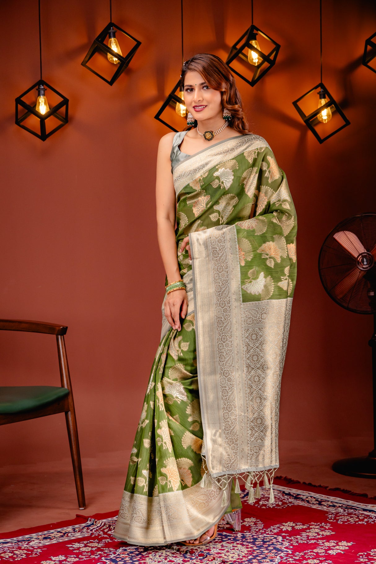 Mimosa Women's Woven Design Kanjivaram Style Art Silk Saree With Blouse Piece : SA00001735OLFREE