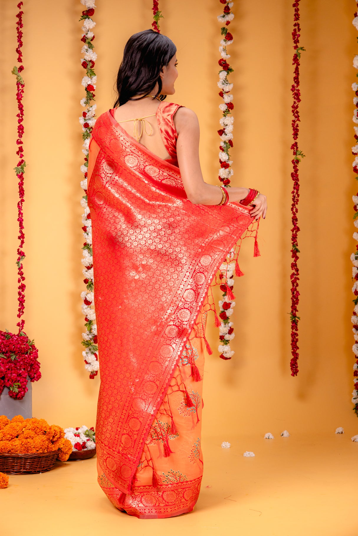 Mimosa Women's Woven Design Banarasi Style Art Silk Saree With Blouse Piece : SA00001580PCFREE