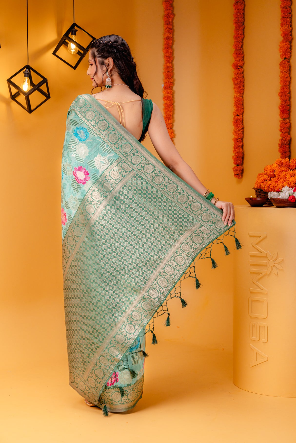 Mimosa Women's Woven Design Banarasi Style Art Silk Saree With Blouse Piece : SA00001601RMFREE