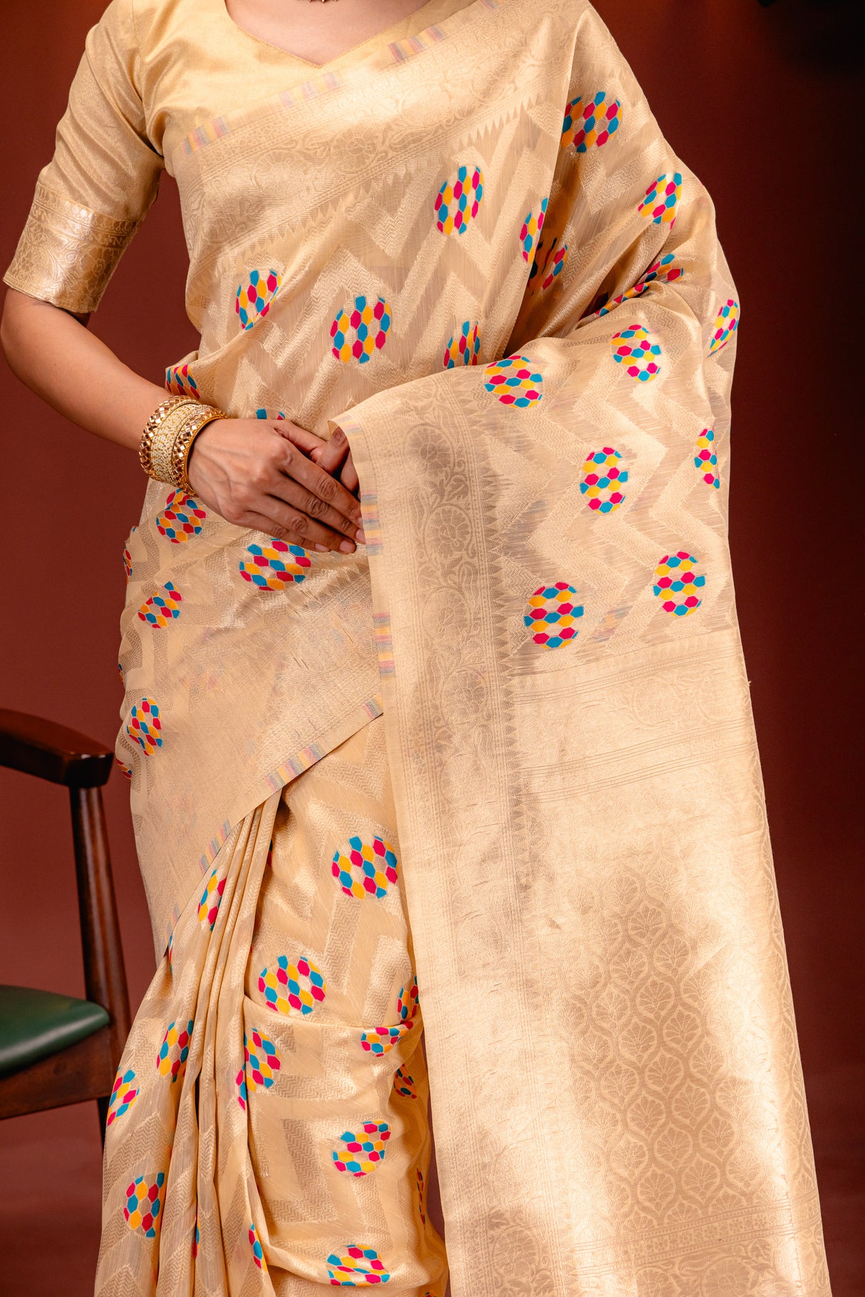 Mimosa Women's Woven Design Banarasi Style Art Silk Saree With Blouse Piece : SA00001584CKFREE