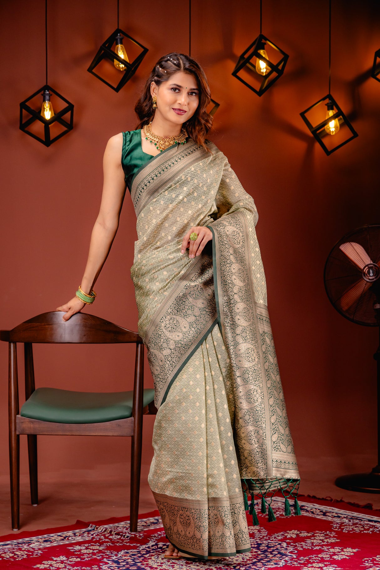 Mimosa Women's Woven Design Kanjivaram Style Art Silk Saree With Blouse Piece : SA00001612PSFREE