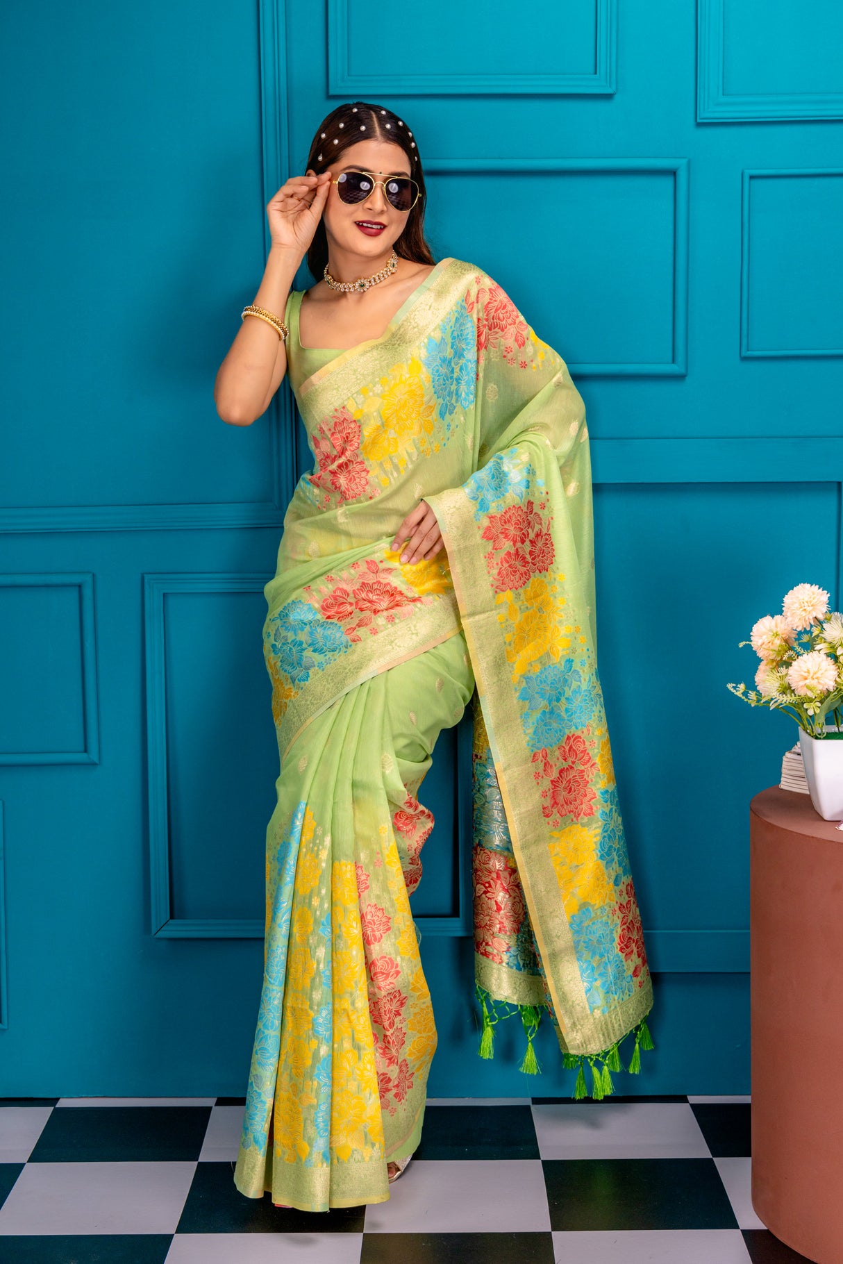 Mimosa Women's Woven Design Banarasi Style Art Silk Saree With Blouse Piece : SA00001730PSFREE