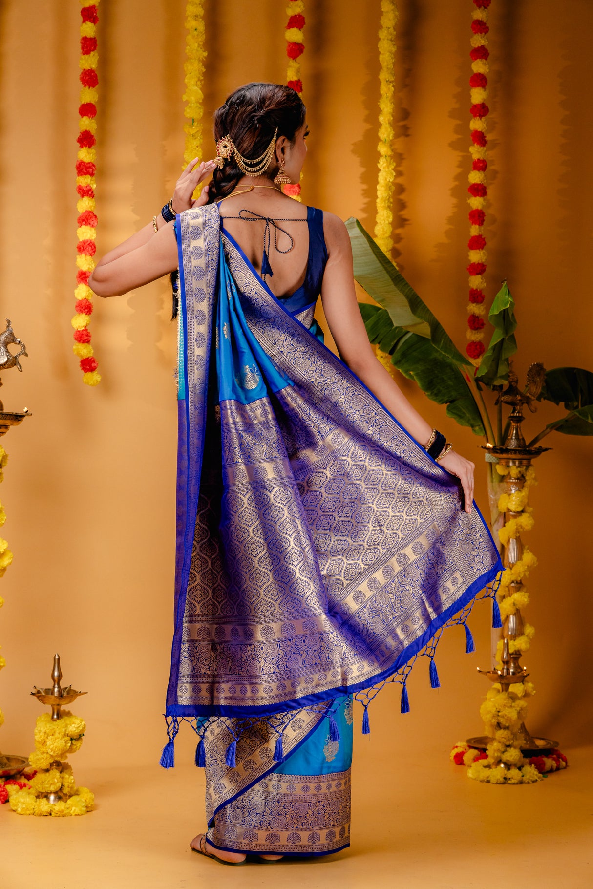 Mimosa Women's Woven Design Kanjivaram Style Art Silk Saree With Blouse Piece : SA00001693SFFREE