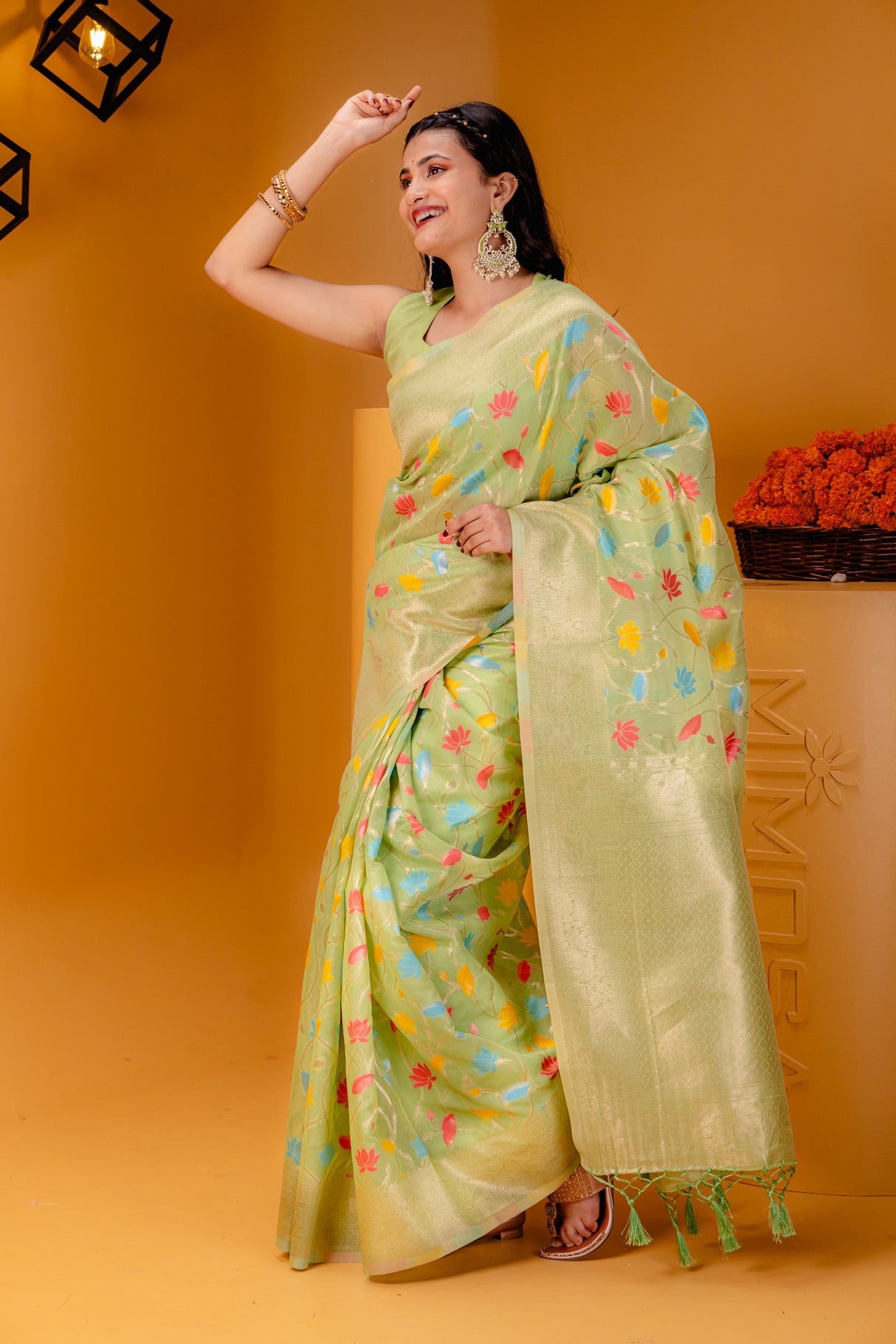 Mimosa Women's Woven Design Banarasi Style Art Silk Saree With Blouse Piece : SA00001602PSFREE
