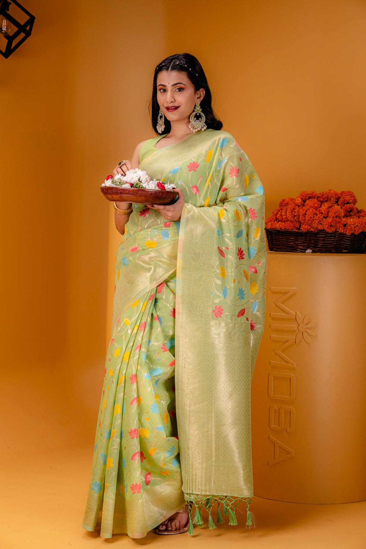 Mimosa Women's Woven Design Banarasi Style Art Silk Saree With Blouse Piece : SA00001602PSFREE