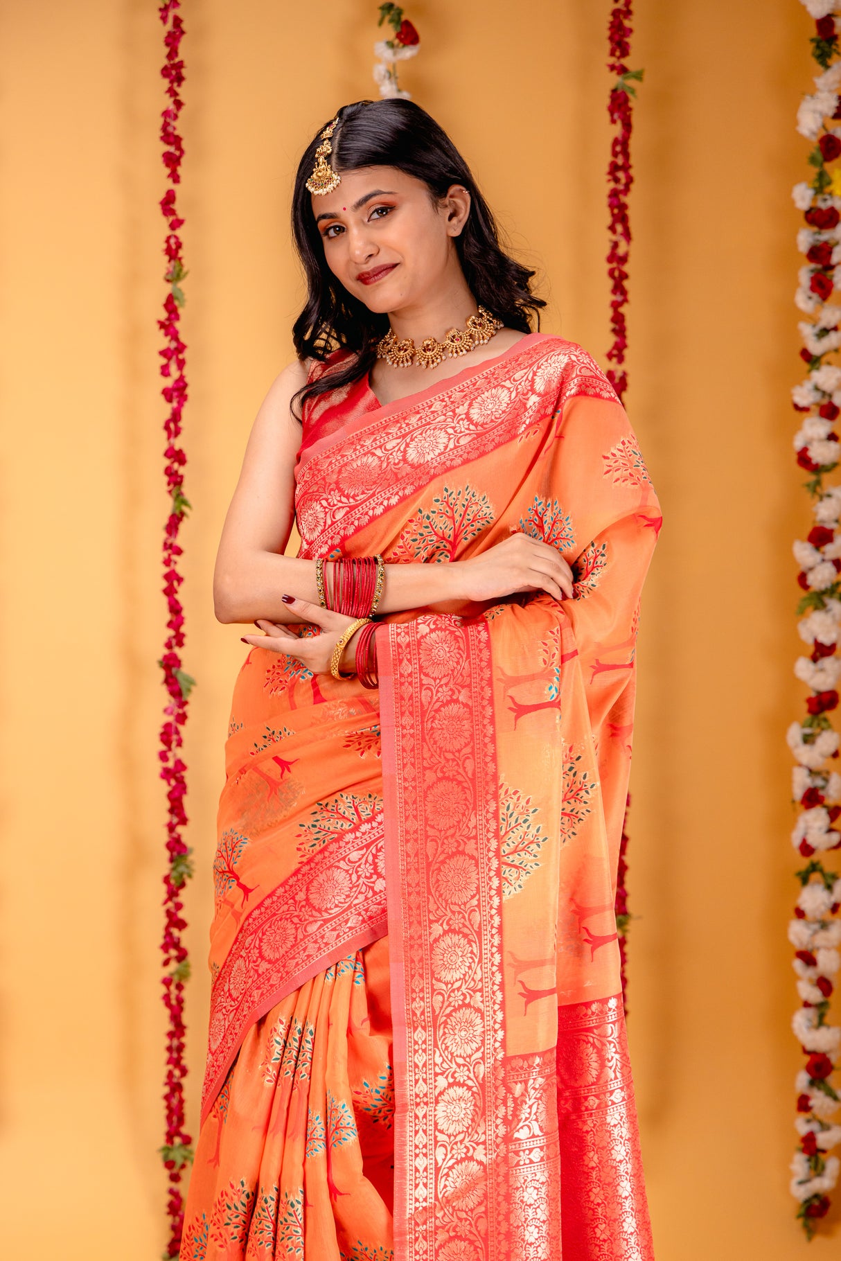 Mimosa Women's Woven Design Banarasi Style Art Silk Saree With Blouse Piece : SA00001580PCFREE